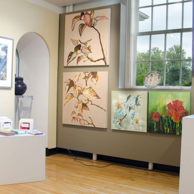 Interior of AGG gift shop with artworks and ceramics on display