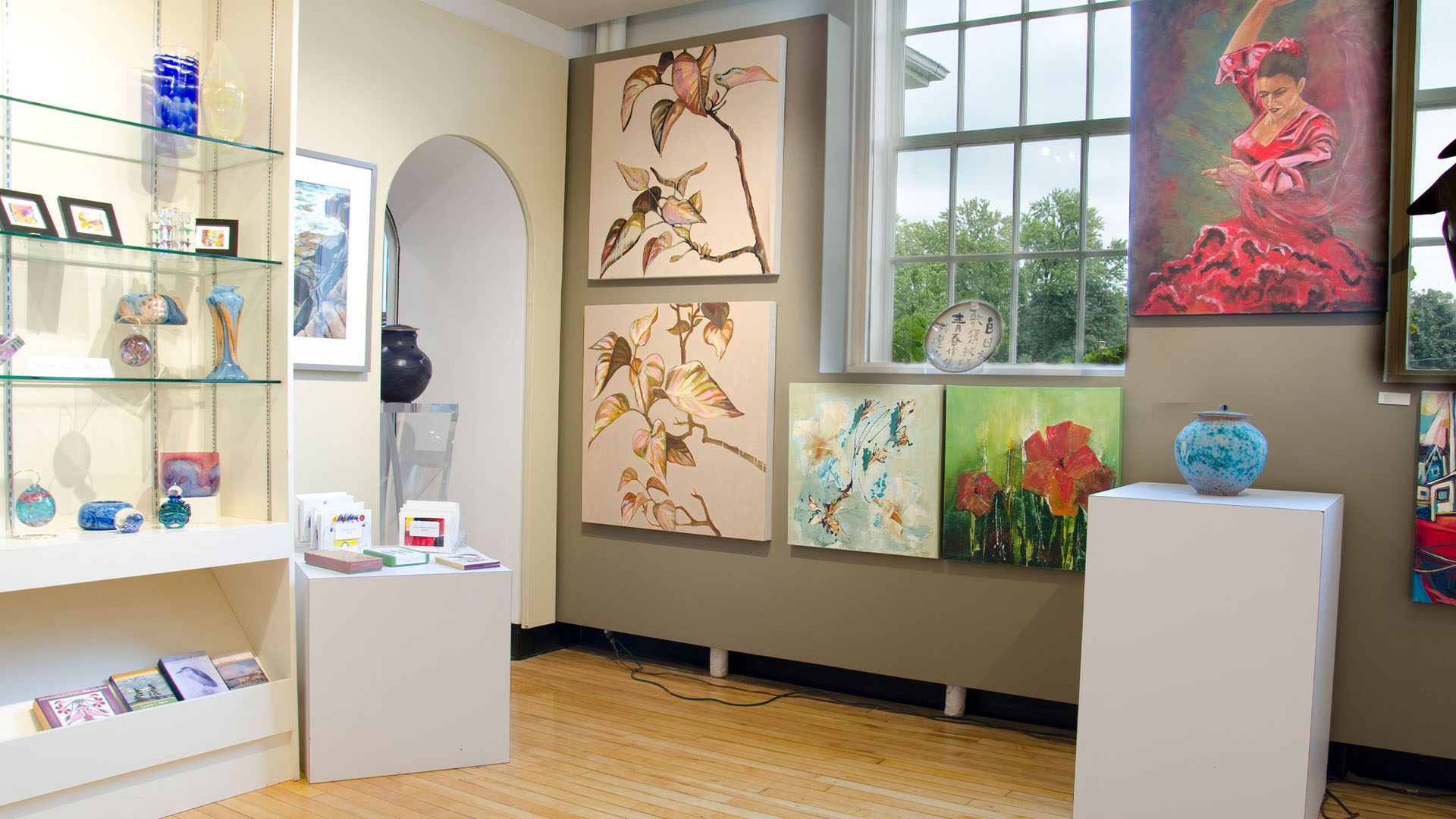 Interior of AGG gift shop with artworks and ceramics on display