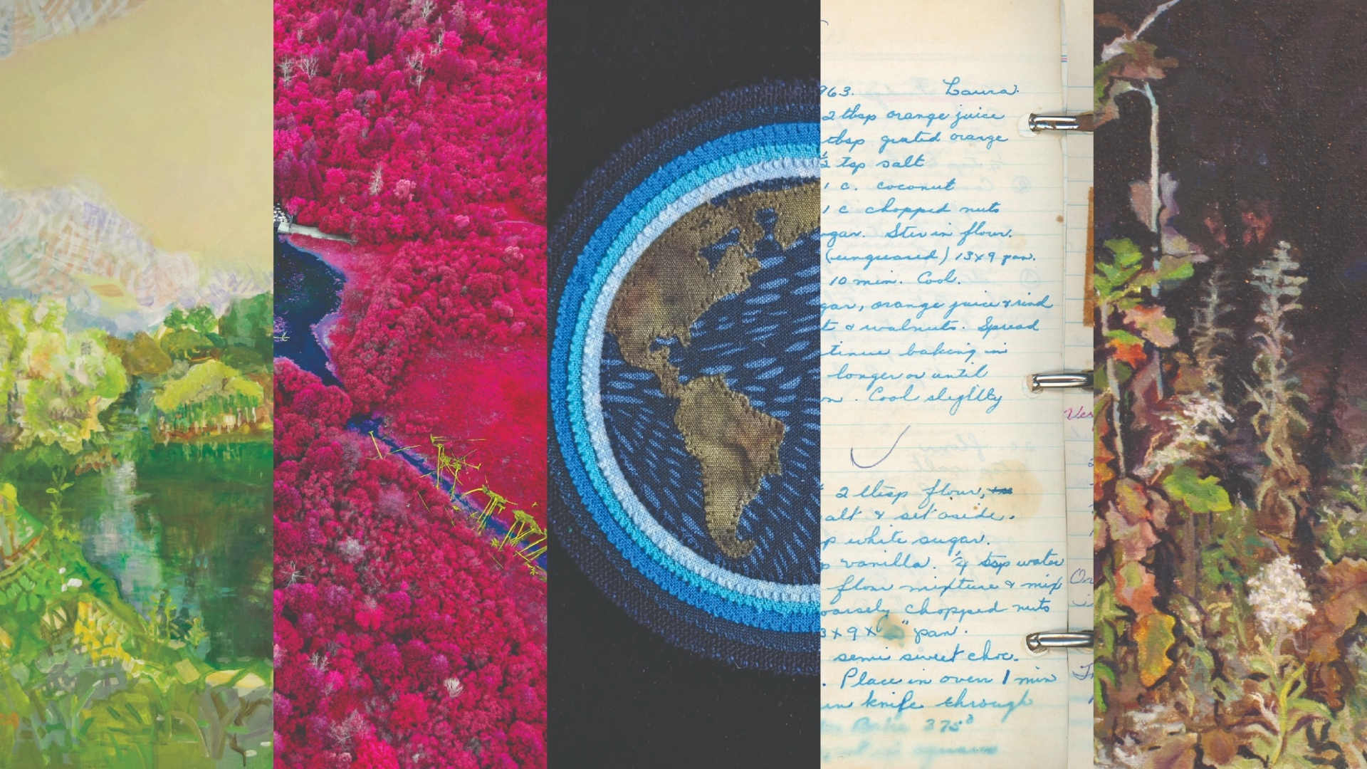a composite of five artworks in various mediums for the exhibition 155,578